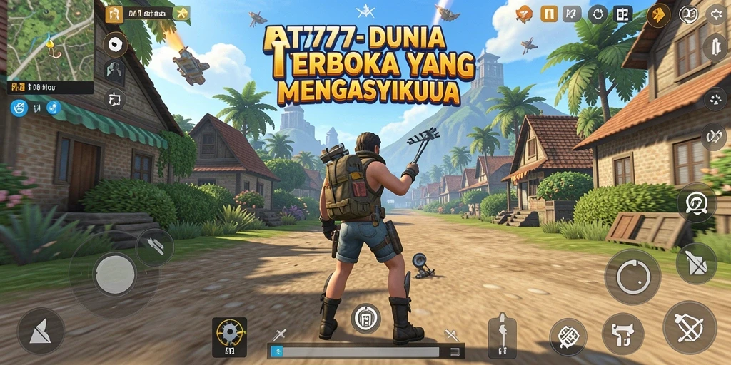 Screenshot gameplay AT777 menampilkan eksplorasi dunia terbuka yang luas.