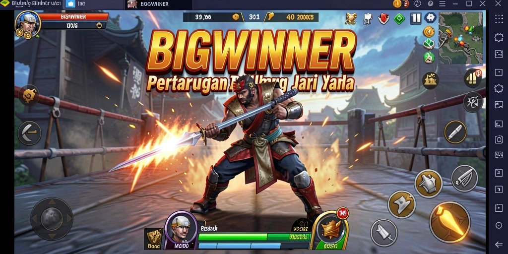 Screenshot utama <strong>BIGWINNER</strong> menunjukkan pertarungan epik penuh aksi.