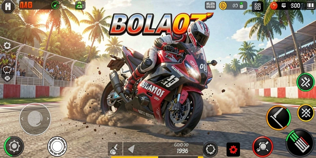 Gameplay seru dengan balapan motor yang mendebarkan.