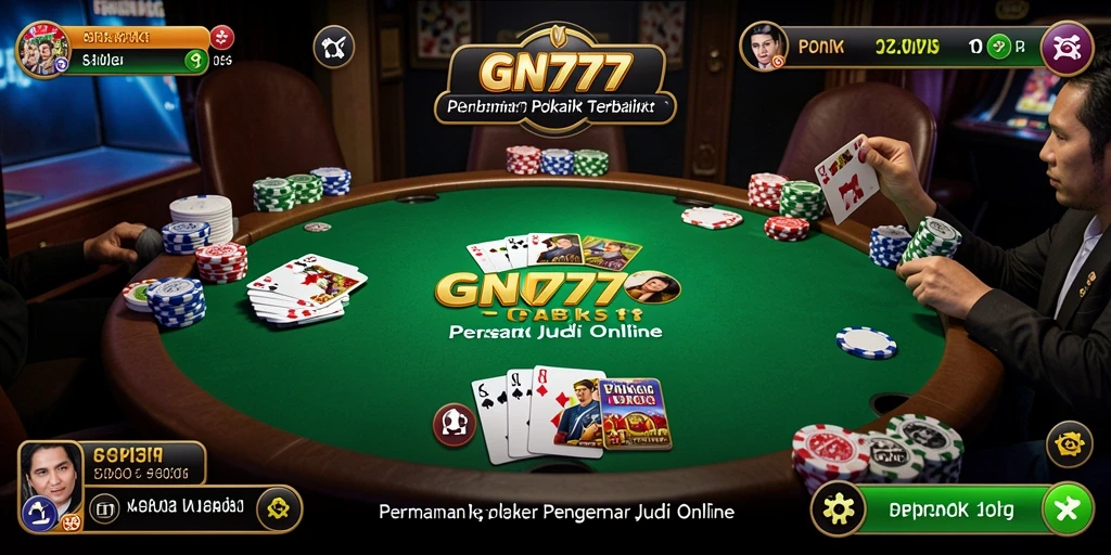 Screenshot gameplay utama GN777 dengan aksi poker yang mendebarkan.