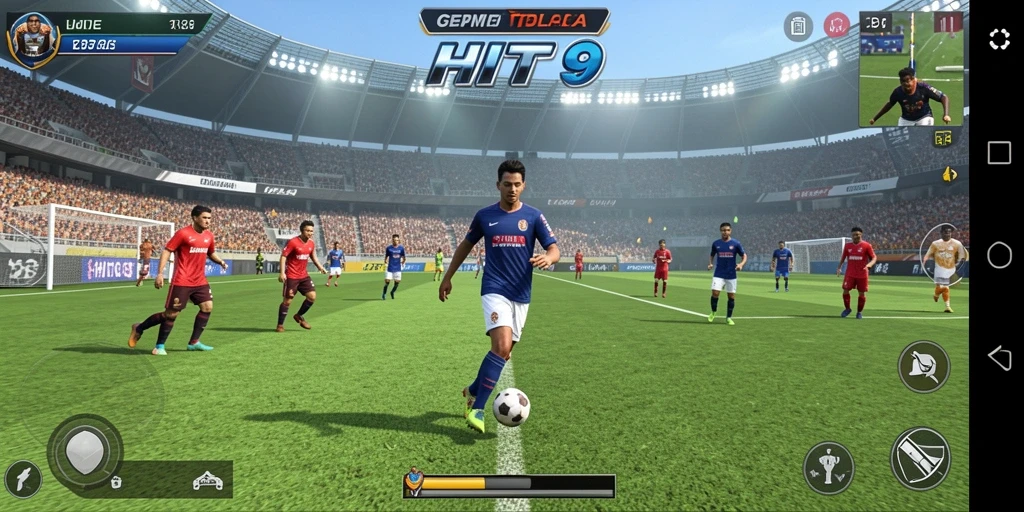 Gambaran permainan HIT9 dengan aksi sepak bola yang mengesankan.