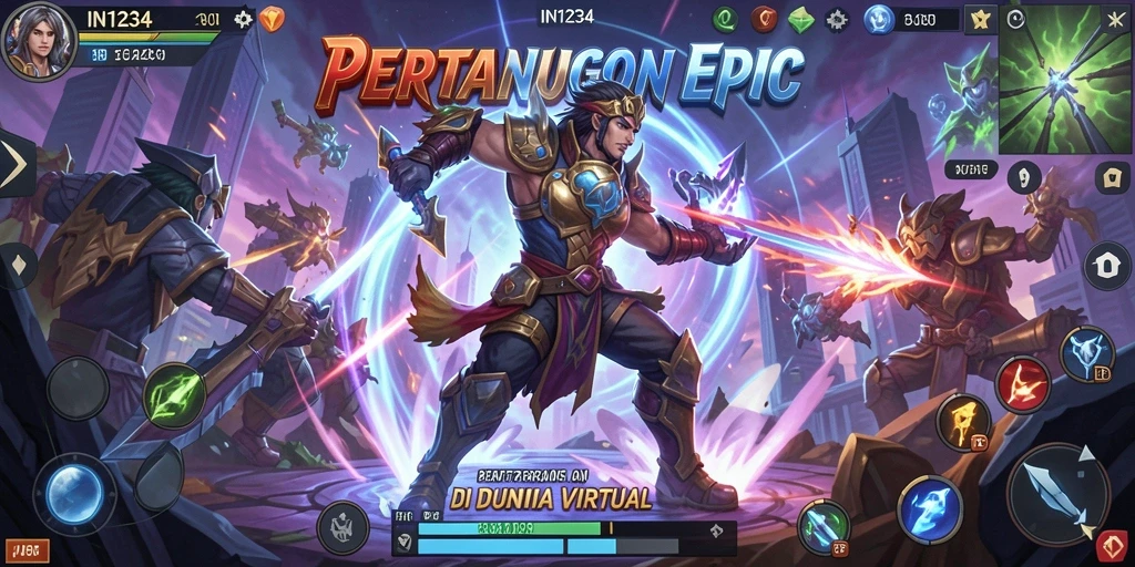 Tampilan screenshot gameplay pertarungan seru dalam IN1234.
