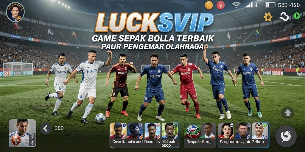 Screenshot gameplay <strong>LUCKSVIP</strong> menampilkan aksi seru di lapangan sepak bola.