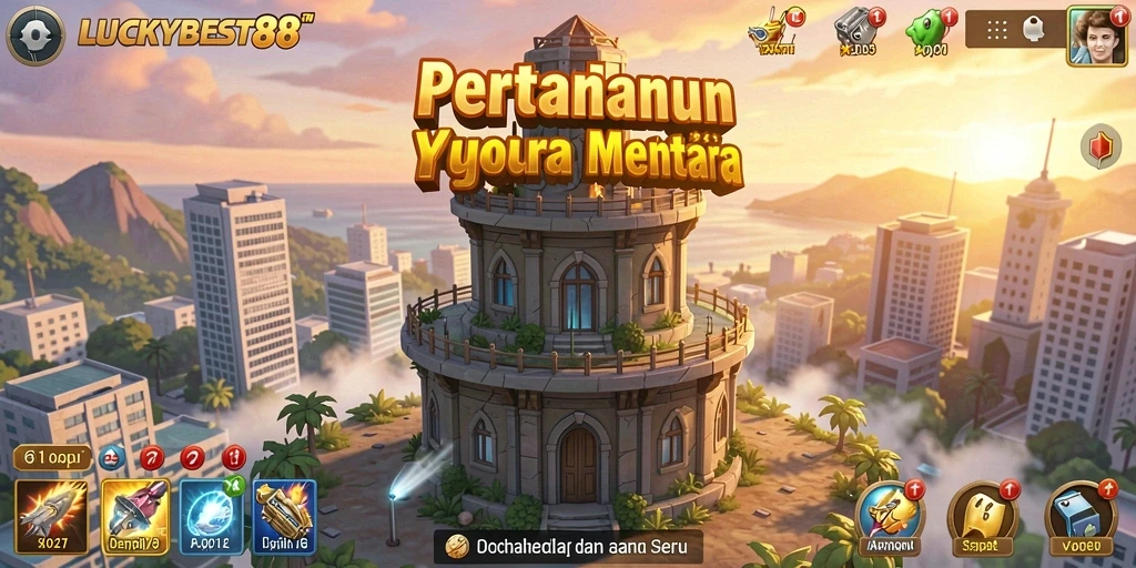 Tangkapan layar LUCKYBEST88 menampilkan aksi menara mempertahankan wilayah dari serangan musuh.
