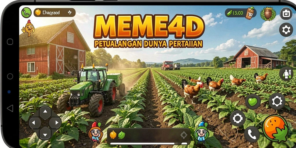 Tampilan menarik dari gameplay pertanian dalam MEME4D.
