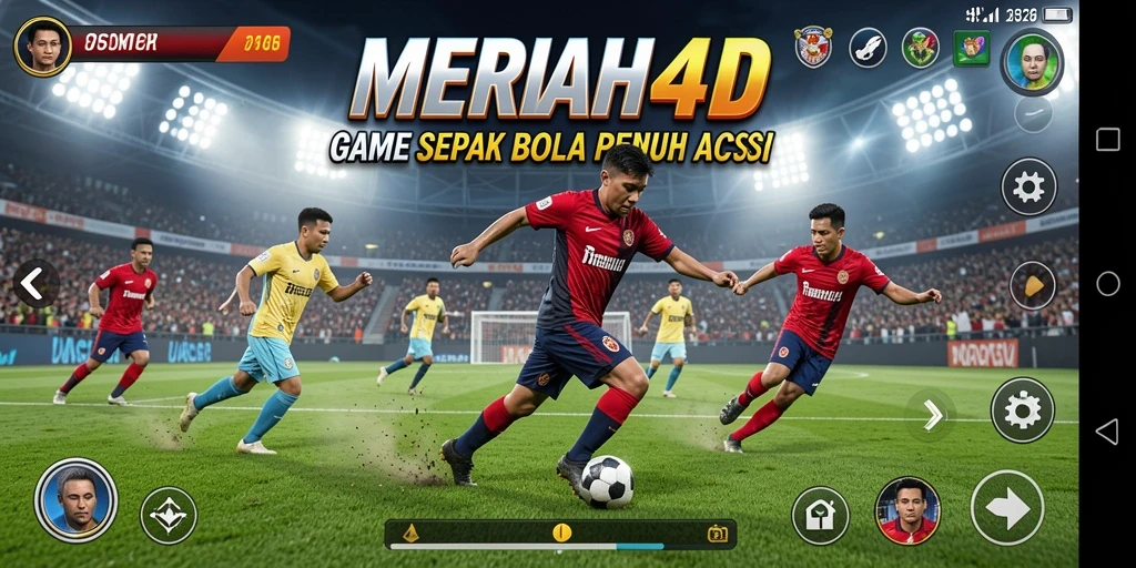 Tampilan gameplay menegangkan di lapangan sepak bola.