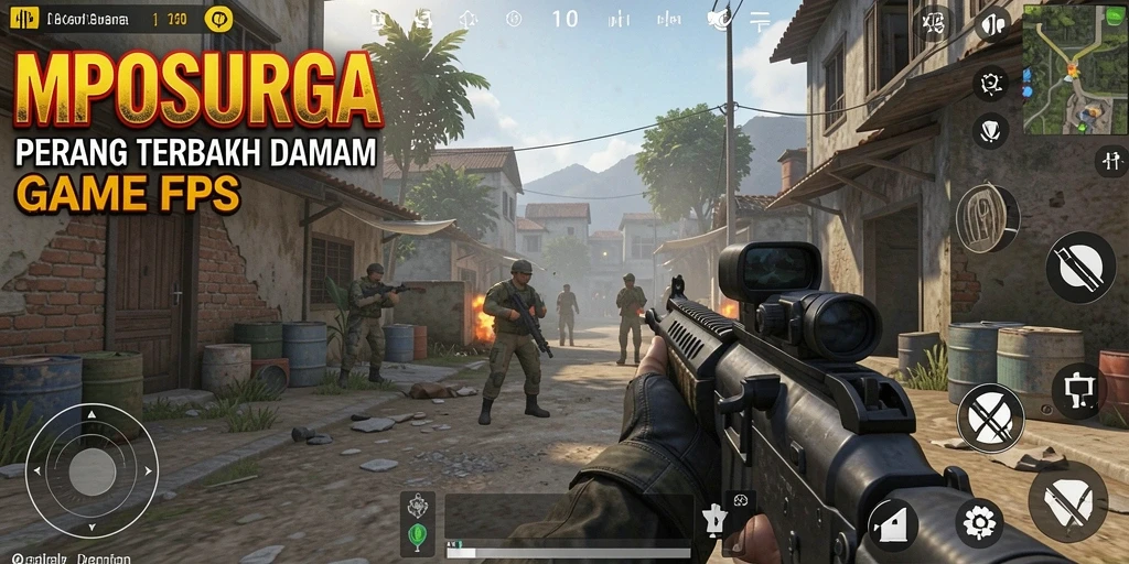Screenshot gameplay MPOSURGA dengan aksi tembak-menembak yang intens.