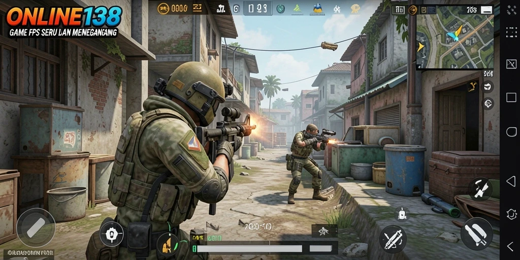 Screenshot dari gameplay ONLINE138 menampilkan aksi mendebarkan dalam pertempuran FPS.