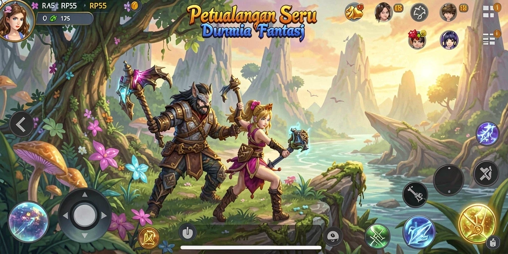 Tampilan gameplay <strong>RP55</strong> yang penuh aksi dan seru di dunia fantasi.