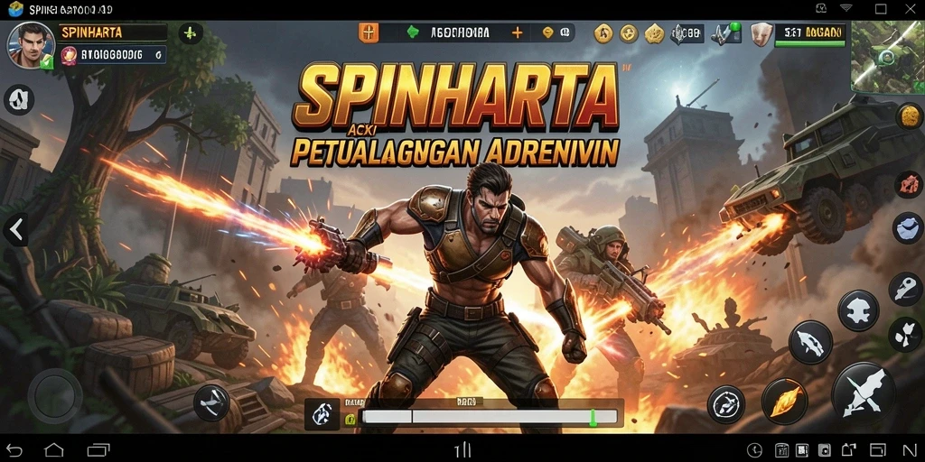 Tampilan gameplay SPINHARTA yang mendebarkan dan penuh aksi.