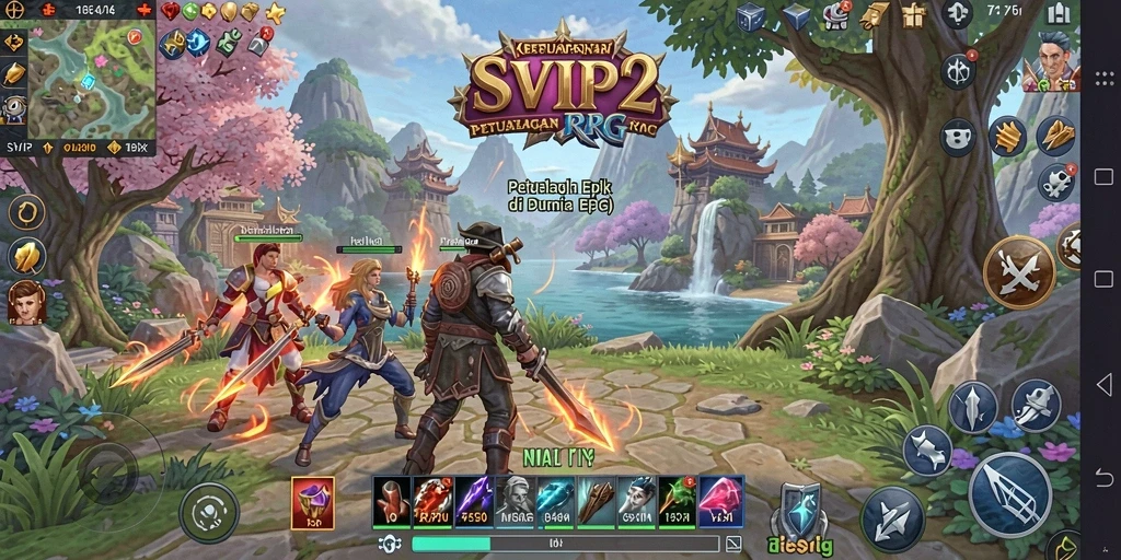 Screenshot permainan RPG SVIP2 menampilkan aksi seru dan karakter yang kuat.