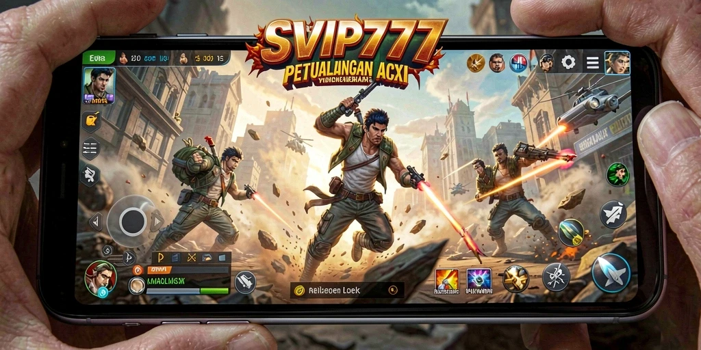 Screenshot gameplay menunjukkan pertempuran mendebarkan di SVIP777.