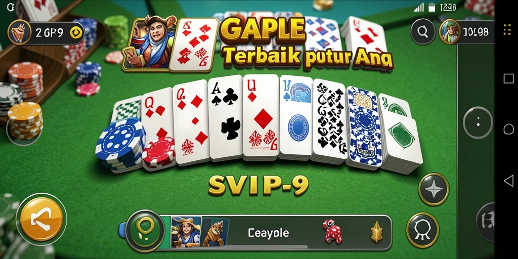 Tampilan seru gameplay Gaple di SVIP9 dengan kartu dan pemain aktif.