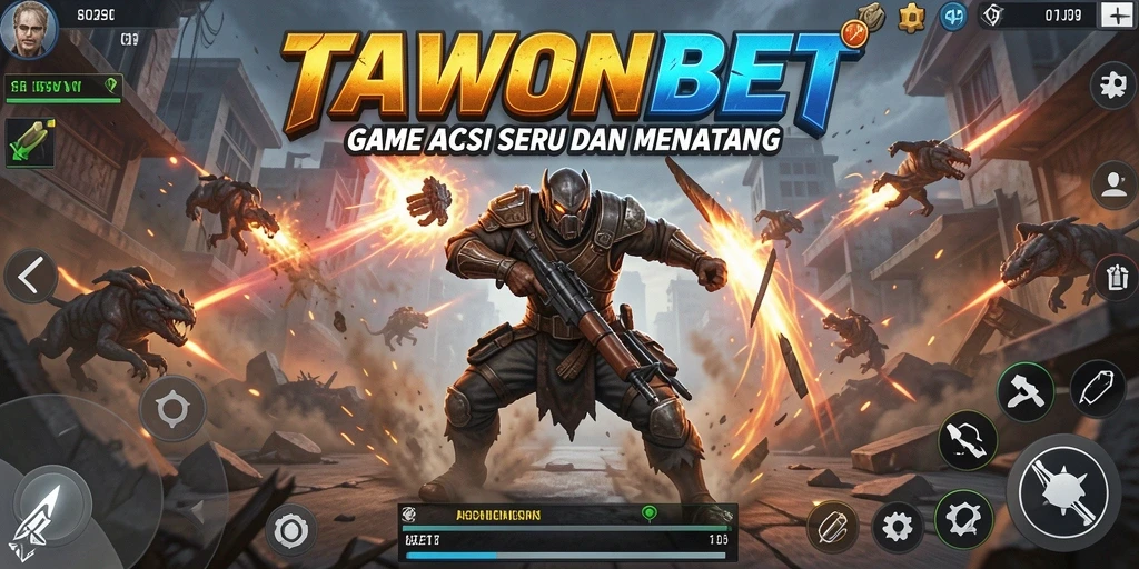 Tampilan aksi seru dari gameplay TAWONBET saat menghadapi musuh.