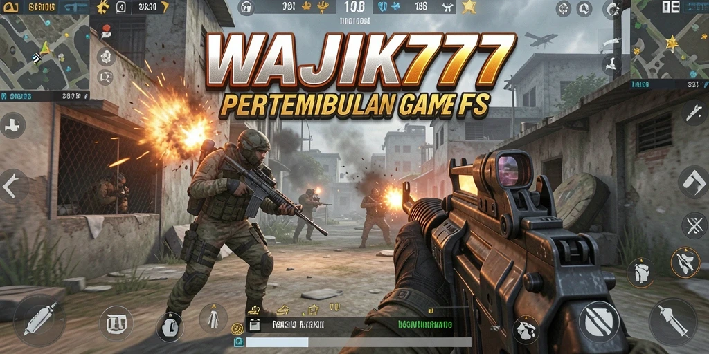 Tampilan gameplay mendebarkan dari WAJIK777 yang menunjukkan aksi FPS intens.